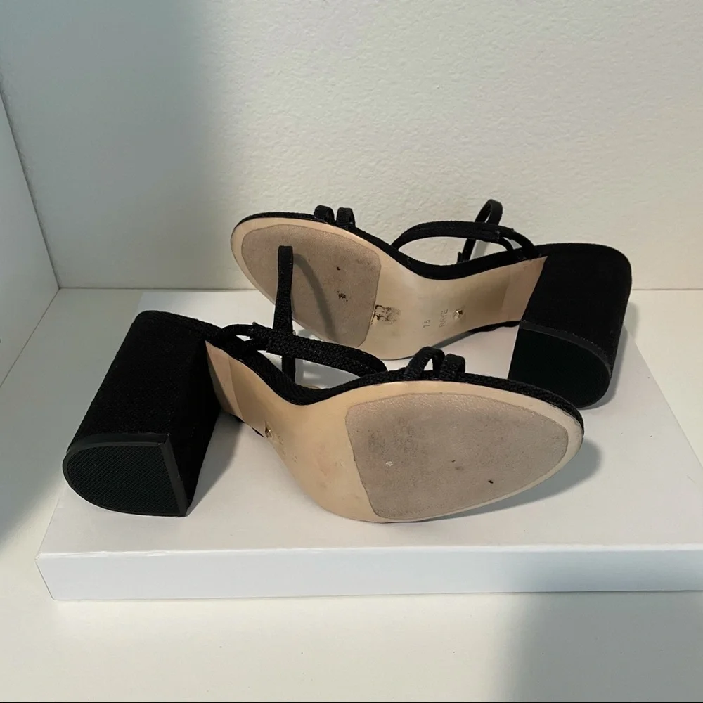 RAYE Black Strappy Block Heel Sandals
